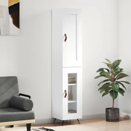 Tall white plywood sideboard 34.5x34x180 cm by , Sideboards - Ref: Foro24-3200361, Price: 103,32 €, Discount: %
