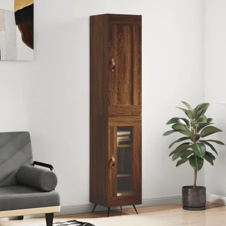 Tall oak brown plywood highboard 34.5x34x180 cm by , Sideboards - Ref: Foro24-3200368, Price: 106,94 €, Discount: %