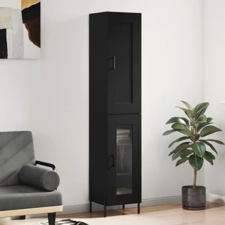 Aparador de madera contrachapada negro 34,5x34x180 cm de , Aparadores - Ref: Foro24-3200394, Precio: 108,78 €, Descuento: %