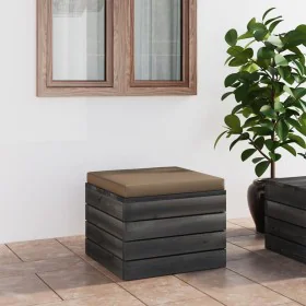 Garden pallet ottoman with taupe gray cushion made of pine wood by , Modular outdoor sofas - Ref: Foro24-3061703, Price: 74,9...