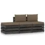 3-piece garden furniture set with gray impregnated wood cushions by , Garden sets - Ref: Foro24-3068188, Price: 245,80 €, Dis...