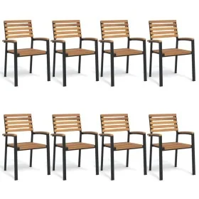 Stackable garden chairs 8 units solid acacia wood and metal by , Garden chairs - Ref: Foro24-3155427, Price: 611,67 €, Discou...
