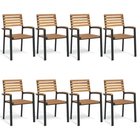 Stackable garden chairs 8 units solid acacia wood and metal by , Garden chairs - Ref: Foro24-3155427, Price: 651,92 €, Discou...