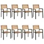 Sillas de jardín apilables 8 uds madera maciza acacia y metal de , Sillas de jardín - Ref: Foro24-3155427, Precio: 637,72 €, ...