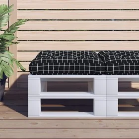 Cushion for pallets, black checkered fabric, 50x50x12 cm by , Cushions for chairs and sofas - Ref: Foro24-360441, Price: 22,8...