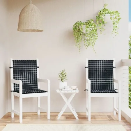 Cushions for low back chair 2 units black checkered fabric by , Cushions for chairs and sofas - Ref: Foro24-361322, Price: 31...