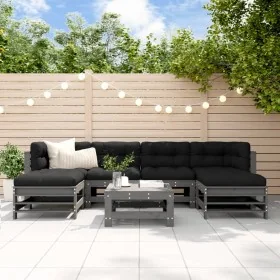 7-teiliges Gartensitzgruppen-Set aus massivem grauem Kiefernholz. von , Gartensets - Ref: Foro24-3186398, Preis: 447,99 €, Ra...