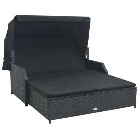 Double sun lounger with black synthetic rattan canopy by , Outdoor beds - Ref: Foro24-47443, Price: 598,67 €, Discount: %