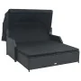 Double sun lounger with black synthetic rattan canopy by , Outdoor beds - Ref: Foro24-47443, Price: 598,67 €, Discount: %