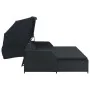 Double sun lounger with black synthetic rattan canopy by , Outdoor beds - Ref: Foro24-47443, Price: 598,67 €, Discount: %