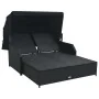 Double sun lounger with black synthetic rattan canopy by , Outdoor beds - Ref: Foro24-47443, Price: 598,67 €, Discount: %