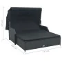 Double sun lounger with black synthetic rattan canopy by , Outdoor beds - Ref: Foro24-47443, Price: 598,67 €, Discount: %