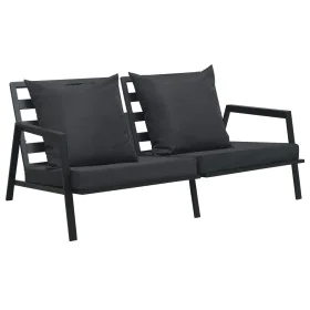 Zweiplätziges Gartensofa mit dunkelgrauen Aluminiumkissen. von , Outdoor-Sofas - Ref: Foro24-47815, Preis: 381,91 €, Rabatt: %