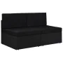 Zweisitziges schwarzes Kunststoff-Rattan-Sofa mit Sektionen. von , Modulare Sofas für den Außenbereich - Ref: Foro24-49503, P...
