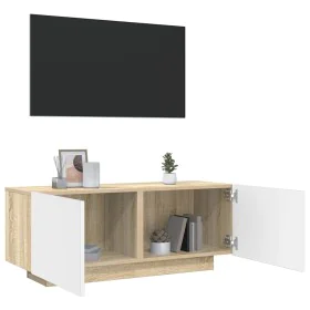 TV-Möbel aus weißem und Eichenfurnier, 100x35x40 cm. von , TV-Möbel - Ref: Foro24-804441, Preis: 86,53 €, Rabatt: %