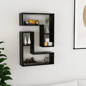 Estantes de pared 2 uds madera contrachapada negro 50x15x50 cm de , Estantes y estanterías - Ref: Foro24-807215, Precio: 33,6...