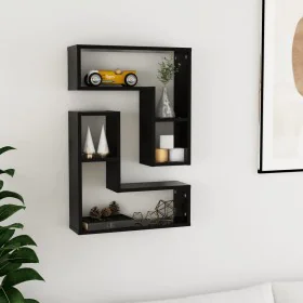 Wall shelves 2 units plywood black 50x15x50 cm by , Shelves and shelves - Ref: Foro24-807215, Price: 33,67 €, Discount: %