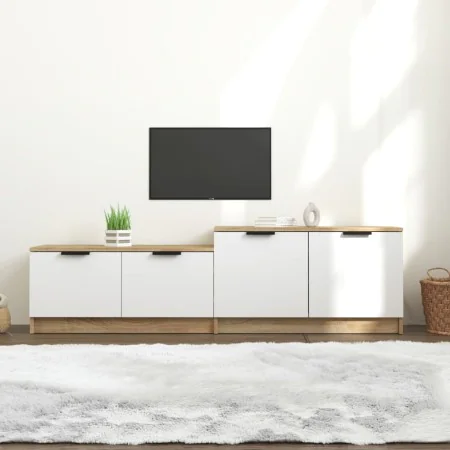 TV-Möbel aus weißem und Eichen-Sperrholz, 158,5x36x45 cm. von , TV-Möbel - Ref: Foro24-811489, Preis: 83,78 €, Rabatt: %