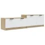 TV stand made of white and oak plywood 158.5x36x45 cm by , TV Furniture - Ref: Foro24-811489, Price: 83,78 €, Discount: %