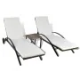 Sun loungers with a brown synthetic rattan table by , Loungers - Ref: Foro24-42496, Price: 342,49 €, Discount: %