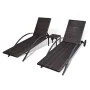 Sun loungers with a brown synthetic rattan table by , Loungers - Ref: Foro24-42496, Price: 342,49 €, Discount: %