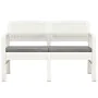 Banco de jardín de 2 plazas con cojines plástico blanco 120 cm de , Bancos de jardín - Ref: Foro24-48821, Precio: 193,54 €, D...