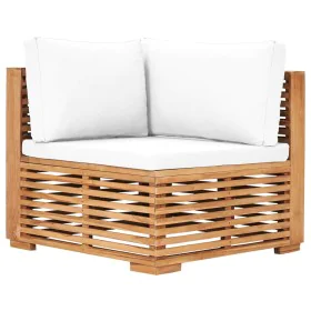 Corner garden sofa with cream cushion solid teak wood by , Modular outdoor sofas - Ref: Foro24-49375, Price: 407,07 €, Discou...
