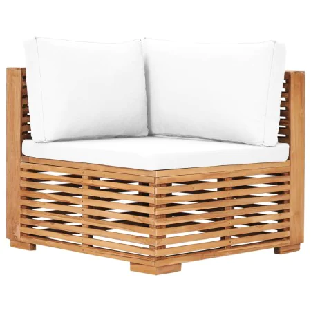 Corner garden sofa with cream cushion solid teak wood by , Modular outdoor sofas - Ref: Foro24-49375, Price: 407,07 €, Discou...