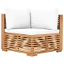 Ecksofa für den Garten, cremefarbenes Kissen, massives Teakholz. von , Modulare Sofas für den Außenbereich - Ref: Foro24-4937...
