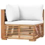 Ecksofa für den Garten, cremefarbenes Kissen, massives Teakholz. von , Modulare Sofas für den Außenbereich - Ref: Foro24-4937...