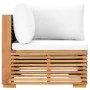 Ecksofa für den Garten, cremefarbenes Kissen, massives Teakholz. von , Modulare Sofas für den Außenbereich - Ref: Foro24-4937...