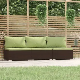 3-seater garden sofa with brown synthetic rattan cushions by , Garden sets - Ref: Foro24-317561, Price: 303,93 €, Discount: %
