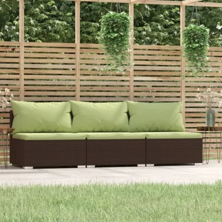 3-seater garden sofa with brown synthetic rattan cushions by , Garden sets - Ref: Foro24-317561, Price: 303,93 €, Discount: %
