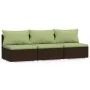 3-seater garden sofa with brown synthetic rattan cushions by , Garden sets - Ref: Foro24-317561, Price: 303,93 €, Discount: %