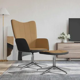 Relax chair with velvet footstool and brown PVC by , Armchairs - Ref: Foro24-327872, Price: 103,78 €, Discount: %