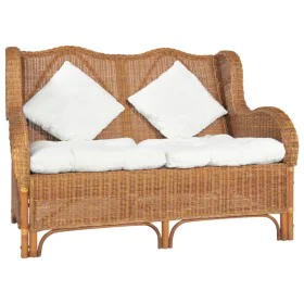 Zweiplätziges Sofa in hellem Braun aus Naturrattan und Leinen. von , Sofas - Ref: Foro24-325468, Preis: 419,27 €, Rabatt: %