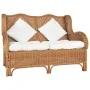 Zweiplätziges Sofa in hellem Braun aus Naturrattan und Leinen. von , Sofas - Ref: Foro24-325468, Preis: 419,34 €, Rabatt: %