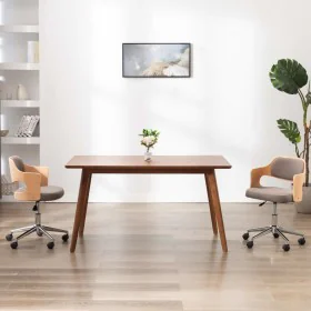 Swivel dining chair with curved wood and taupe gray fabric by , dining chairs - Ref: Foro24-287432, Price: 139,88 €, Discount: %