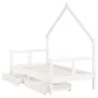 Children's bed frame with drawers made of white pine wood 80x160 cm by , Cribs and beds for children - Ref: Foro24-834544, Pr...