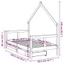 Children's bed frame with drawers made of white pine wood 80x160 cm by , Cribs and beds for children - Ref: Foro24-834544, Pr...
