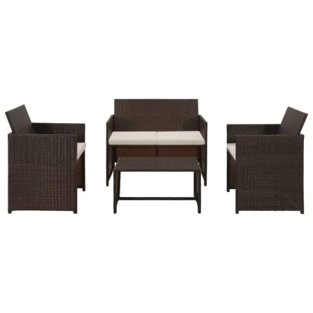 Set muebles de jardín 4 piezas y cojines ratán sintético marrón de , Conjuntos de jardín - Ref: Foro24-43908, Precio: 210,55 ...