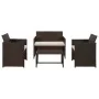 Set muebles de jardín 4 piezas y cojines ratán sintético marrón de , Conjuntos de jardín - Ref: Foro24-43908, Precio: 210,55 ...