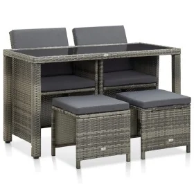 Garten-Essgruppe 5-teilig mit grauen Polstern aus synthetischem Rattan von , Gartensets - Ref: Foro24-46535, Preis: 429,89 €,...