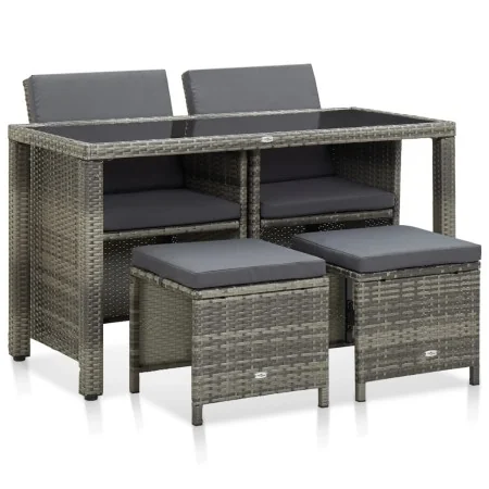 Garten-Essgruppe 5-teilig mit grauen Polstern aus synthetischem Rattan von , Gartensets - Ref: Foro24-46535, Preis: 429,89 €,...