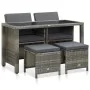 5-piece garden dining set with gray synthetic rattan cushions by , Garden sets - Ref: Foro24-46535, Price: 429,89 €, Discount: %