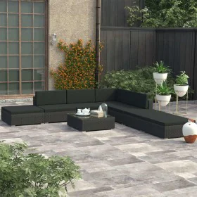 Garden sofa set 8 pieces and black synthetic rattan cushions by , Garden sets - Ref: Foro24-46748, Price: 726,05 €, Discount: %