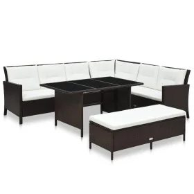 Garden furniture set 3 pieces and brown synthetic rattan cushions by , Garden sets - Ref: Foro24-48153, Price: 656,52 €, Disc...