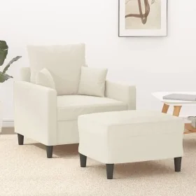 Sessel mit Hocker aus cremefarbenem Samt, 60 cm. von , Sofas - Ref: Foro24-3201105, Preis: 204,71 €, Rabatt: %
