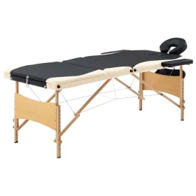 Folding massage table 3 zones wood black and beige by , massage tables - Ref: Foro24-110213, Price: 154,83 €, Discount: %