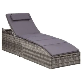 Lounger with gray synthetic rattan cushion by , Loungers - Ref: Foro24-46540, Price: 246,85 €, Discount: %